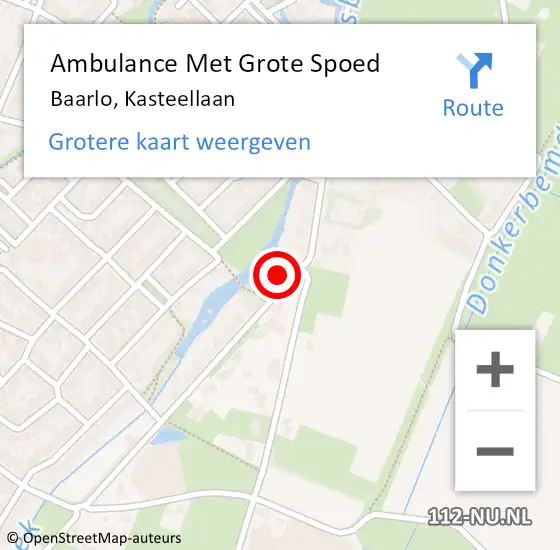 Locatie op kaart van de 112 melding: Ambulance Met Grote Spoed Naar Baarlo, Kasteellaan op 5 april 2015 08:36