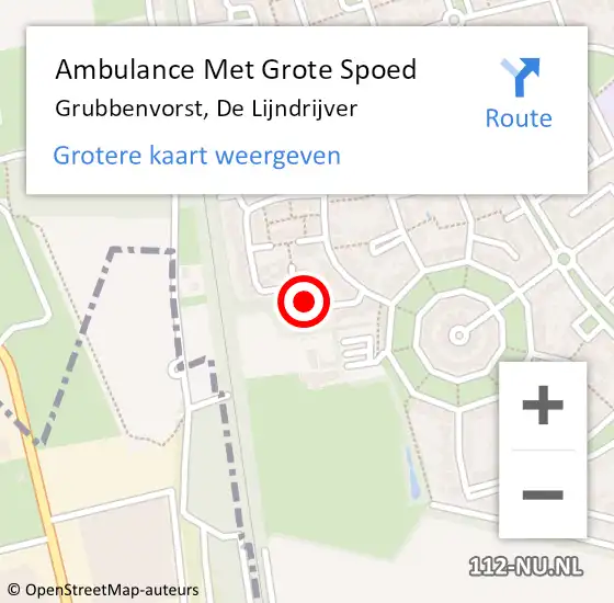 Locatie op kaart van de 112 melding: Ambulance Met Grote Spoed Naar Grubbenvorst, De Lijndrijver op 5 april 2015 08:45