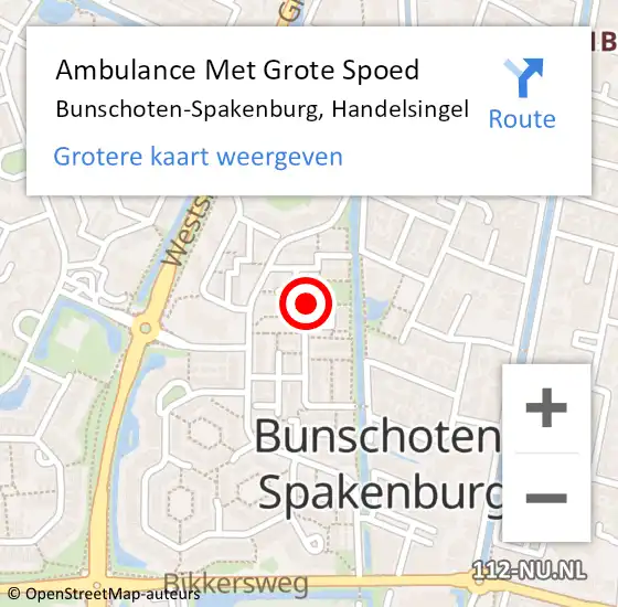 Locatie op kaart van de 112 melding: Ambulance Met Grote Spoed Naar Bunschoten-Spakenburg, Handelsingel op 5 april 2015 08:48