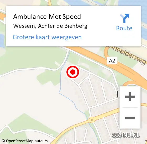 Locatie op kaart van de 112 melding: Ambulance Met Spoed Naar Wessem, Achter de Bienberg op 5 april 2015 09:46