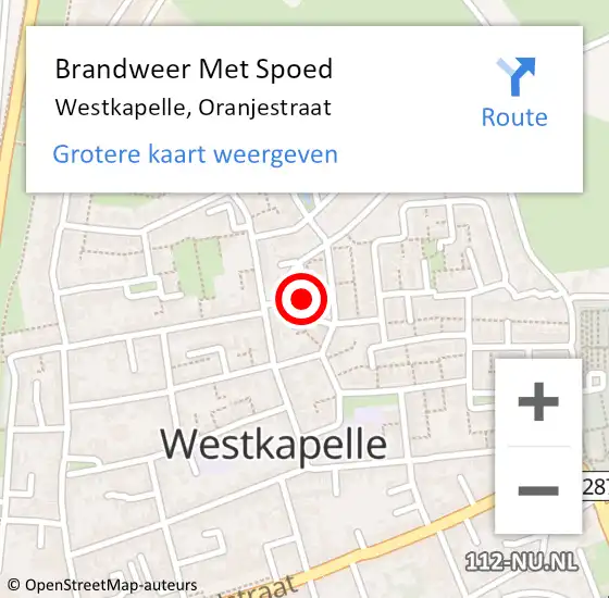 Locatie op kaart van de 112 melding: Brandweer Met Spoed Naar Westkapelle, Oranjestraat op 4 november 2013 08:39