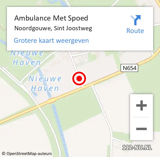 Locatie op kaart van de 112 melding: Ambulance Met Spoed Naar Noordgouwe, Sint Joostweg op 4 november 2013 08:41