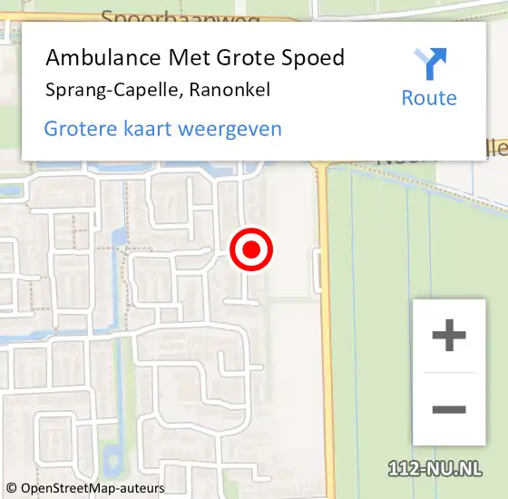 Locatie op kaart van de 112 melding: Ambulance Met Grote Spoed Naar Sprang-Capelle, Ranonkel op 5 april 2015 11:33