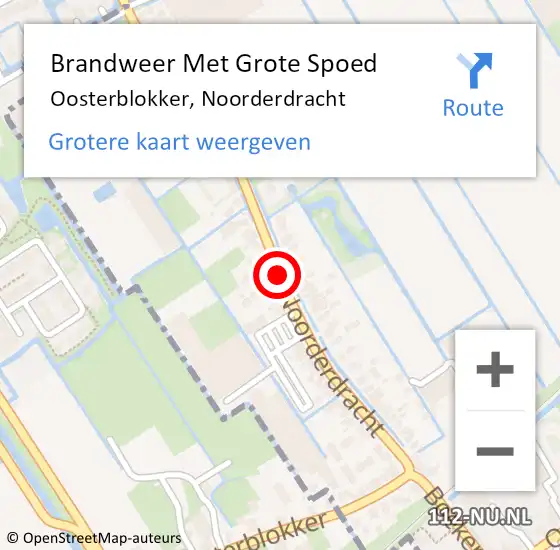 Locatie op kaart van de 112 melding: Brandweer Met Grote Spoed Naar Oosterblokker, Noorderdracht op 4 november 2013 08:43