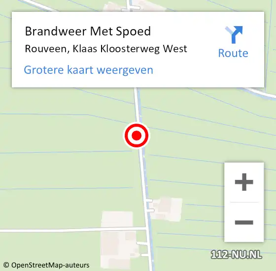 Locatie op kaart van de 112 melding: Brandweer Met Spoed Naar Rouveen, Klaas Kloosterweg West op 5 april 2015 12:54