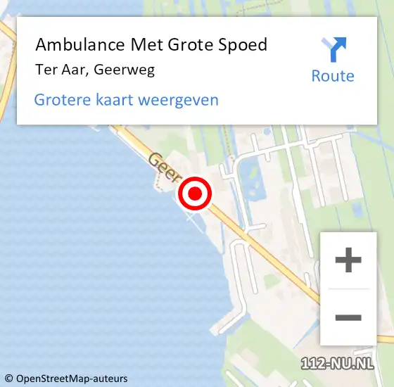 Locatie op kaart van de 112 melding: Ambulance Met Grote Spoed Naar Ter Aar, Geerweg op 5 april 2015 13:57