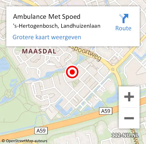 Locatie op kaart van de 112 melding: Ambulance Met Spoed Naar 's-Hertogenbosch, Landhuizenlaan op 5 april 2015 14:07