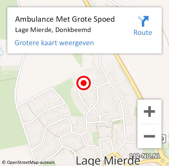 Locatie op kaart van de 112 melding: Ambulance Met Grote Spoed Naar Lage Mierde, Donkbeemd op 5 april 2015 14:28