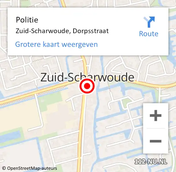 Locatie op kaart van de 112 melding: Politie Zuid-Scharwoude, Dorpsstraat op 5 april 2015 14:29