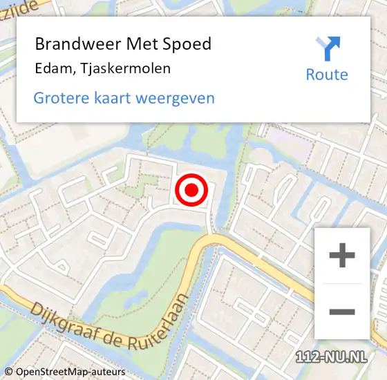 Locatie op kaart van de 112 melding: Brandweer Met Spoed Naar Edam, Tjaskermolen op 5 april 2015 14:42