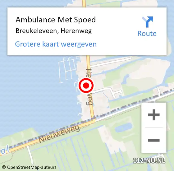 Locatie op kaart van de 112 melding: Ambulance Met Spoed Naar Breukeleveen, Herenweg op 5 april 2015 14:43