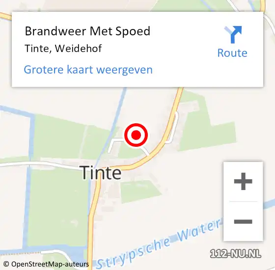 Locatie op kaart van de 112 melding: Brandweer Met Spoed Naar Tinte, Weidehof op 5 april 2015 14:50