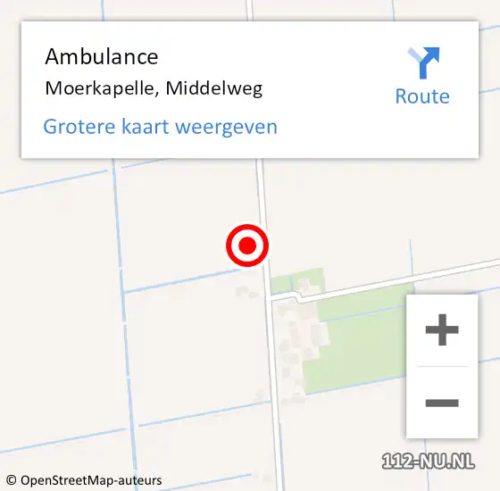 Locatie op kaart van de 112 melding: Ambulance Moerkapelle, Middelweg op 5 april 2015 15:28