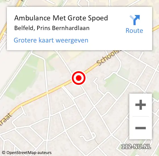 Locatie op kaart van de 112 melding: Ambulance Met Grote Spoed Naar Belfeld, Prins Bernhardlaan op 5 april 2015 15:44