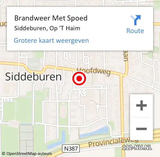 Locatie op kaart van de 112 melding: Brandweer Met Spoed Naar Siddeburen, Op 'T Haim op 5 april 2015 16:28