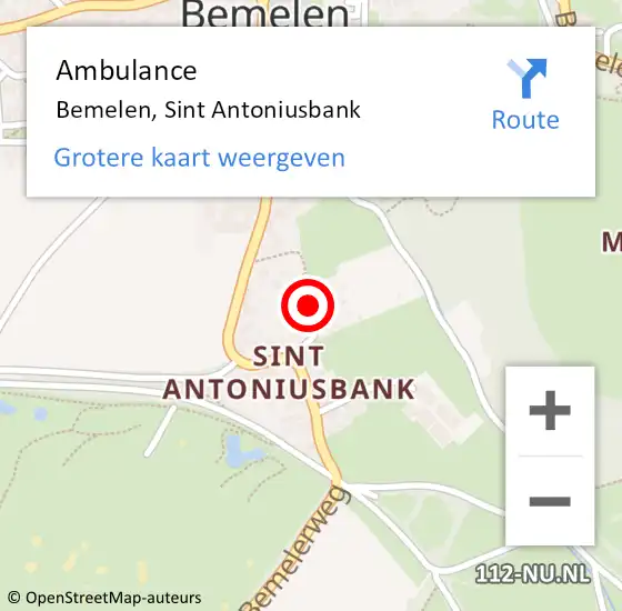 Locatie op kaart van de 112 melding: Ambulance Bemelen, Sint Antoniusbank op 5 april 2015 17:38