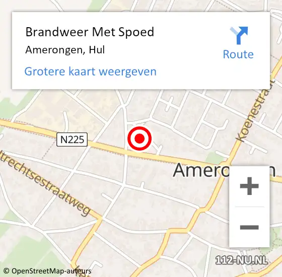 Locatie op kaart van de 112 melding: Brandweer Met Spoed Naar Amerongen, Hul op 5 april 2015 18:08