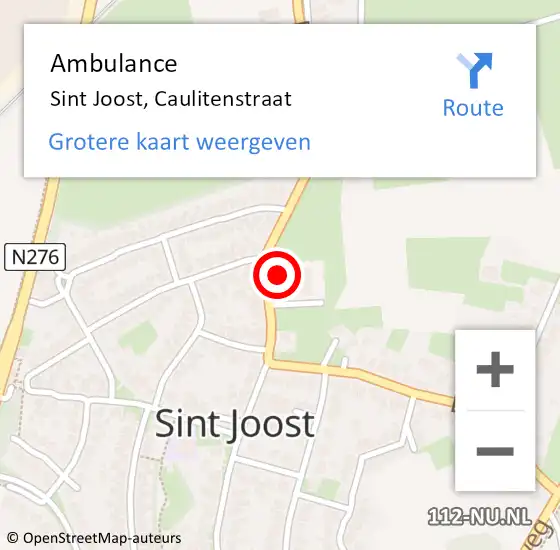 Locatie op kaart van de 112 melding: Ambulance Sint Joost, Caulitenstraat op 5 april 2015 18:10