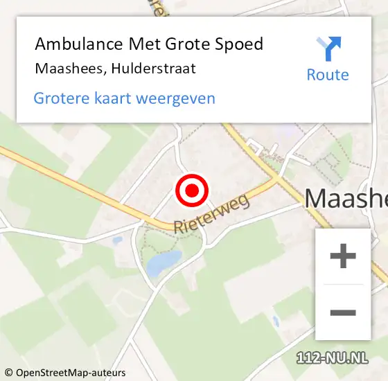 Locatie op kaart van de 112 melding: Ambulance Met Grote Spoed Naar Maashees, Hulderstraat op 5 april 2015 18:32