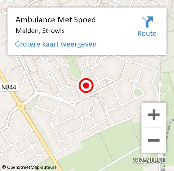 Locatie op kaart van de 112 melding: Ambulance Met Spoed Naar Malden, Strowis op 5 april 2015 18:39