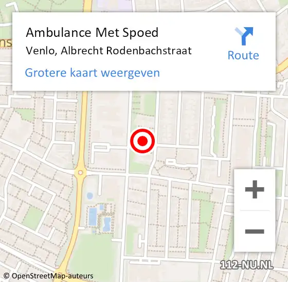 Locatie op kaart van de 112 melding: Ambulance Met Spoed Naar Venlo, Albrecht Rodenbachstraat op 5 april 2015 18:53