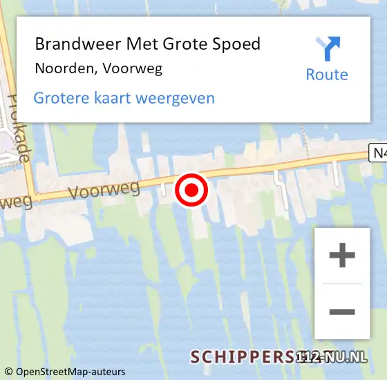 Locatie op kaart van de 112 melding: Brandweer Met Grote Spoed Naar Noorden, Voorweg op 5 april 2015 19:14