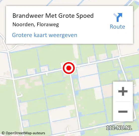 Locatie op kaart van de 112 melding: Brandweer Met Grote Spoed Naar Noorden, Floraweg op 5 april 2015 19:19