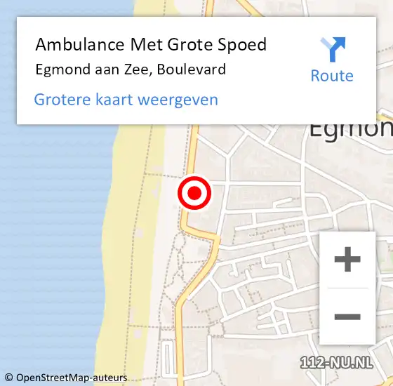 Locatie op kaart van de 112 melding: Ambulance Met Grote Spoed Naar Egmond aan Zee, Boulevard op 5 april 2015 19:20