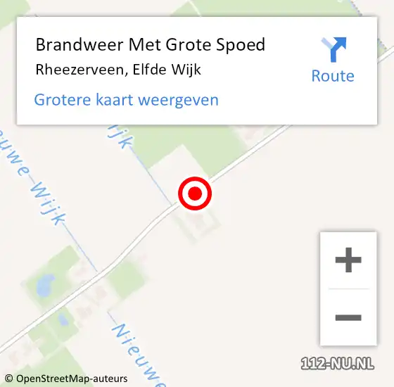 Locatie op kaart van de 112 melding: Brandweer Met Grote Spoed Naar Rheezerveen, Elfde Wijk op 5 april 2015 20:02