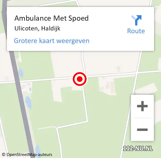 Locatie op kaart van de 112 melding: Ambulance Met Spoed Naar Ulicoten, Haldijk op 5 april 2015 20:22