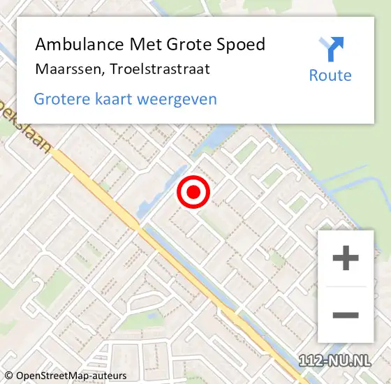 Locatie op kaart van de 112 melding: Ambulance Met Grote Spoed Naar Maarssen, Troelstrastraat op 5 april 2015 20:58