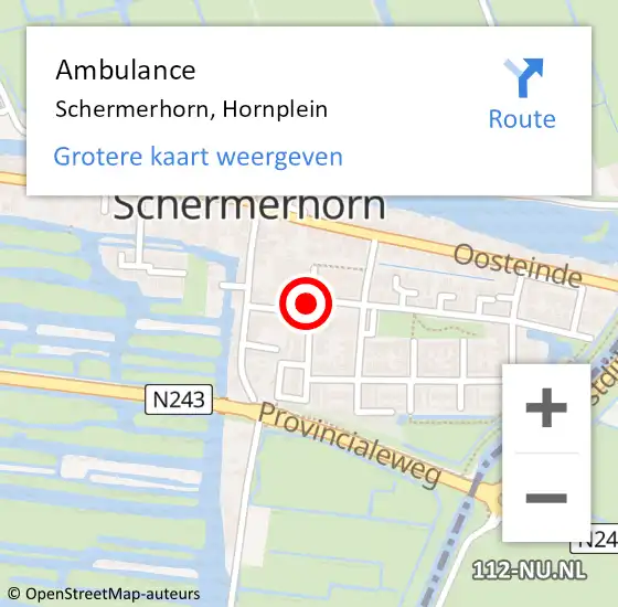 Locatie op kaart van de 112 melding: Ambulance Schermerhorn, Hornplein op 5 april 2015 21:16