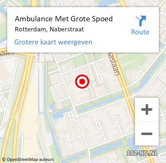 Locatie op kaart van de 112 melding: Ambulance Met Grote Spoed Naar Rotterdam, Naberstraat op 5 april 2015 22:08