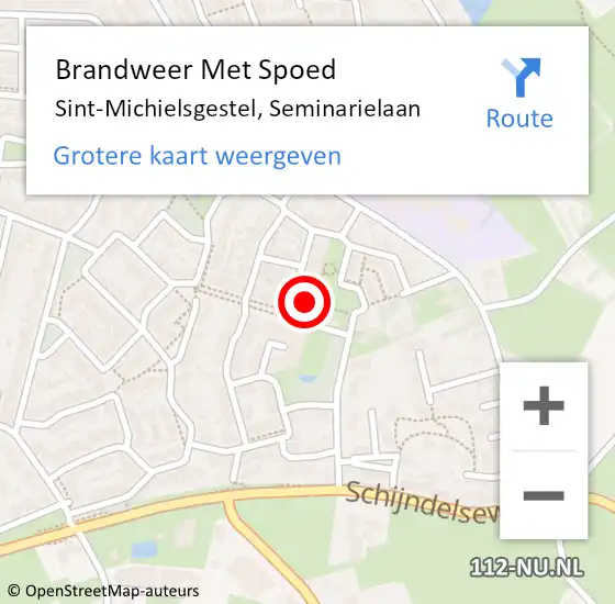 Locatie op kaart van de 112 melding: Brandweer Met Spoed Naar Sint-Michielsgestel, Seminarielaan op 5 april 2015 22:19