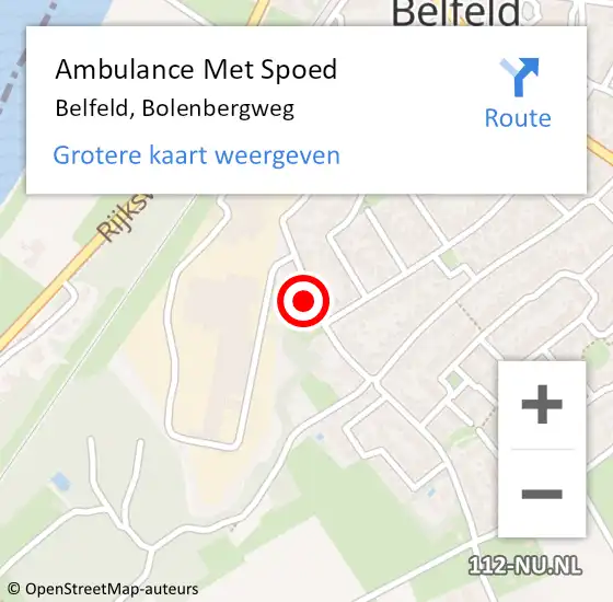 Locatie op kaart van de 112 melding: Ambulance Met Spoed Naar Belfeld, Bolenbergweg op 5 april 2015 22:24