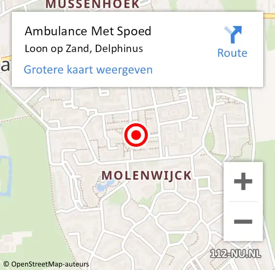 Locatie op kaart van de 112 melding: Ambulance Met Spoed Naar Loon op Zand, Delphinus op 5 april 2015 22:40