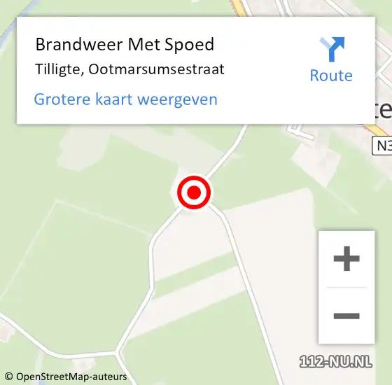 Locatie op kaart van de 112 melding: Brandweer Met Spoed Naar Tilligte, Ootmarsumsestraat op 6 april 2015 00:15