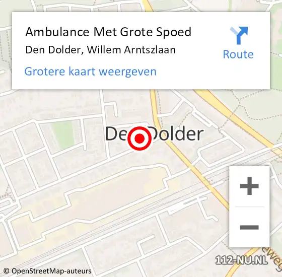 Locatie op kaart van de 112 melding: Ambulance Met Grote Spoed Naar Den Dolder, Willem Arntszlaan op 6 april 2015 00:26