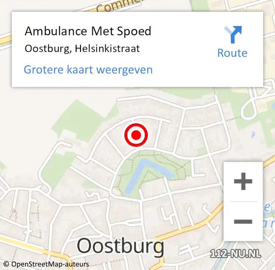 Locatie op kaart van de 112 melding: Ambulance Met Spoed Naar Oostburg, Helsinkistraat op 6 april 2015 01:53