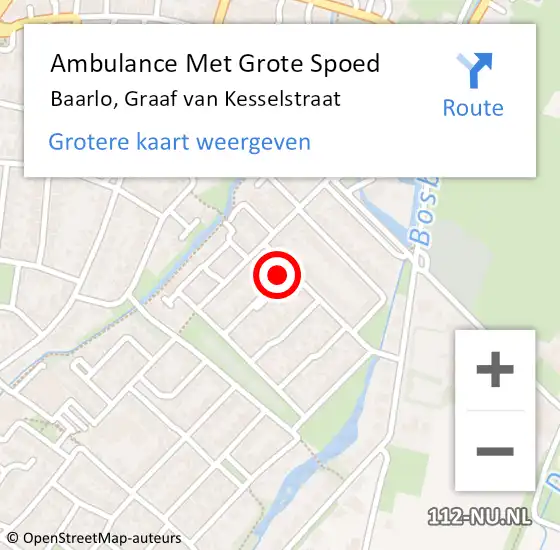 Locatie op kaart van de 112 melding: Ambulance Met Grote Spoed Naar Baarlo, Graaf van Kesselstraat op 6 april 2015 02:50