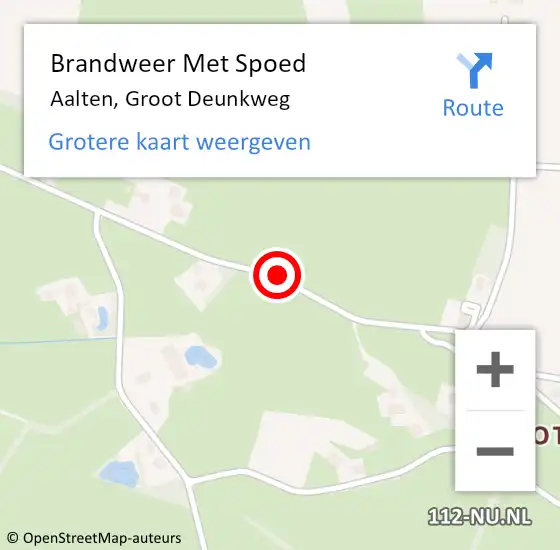 Locatie op kaart van de 112 melding: Brandweer Met Spoed Naar Aalten, Groot Deunkweg op 6 april 2015 04:03