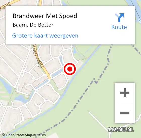 Locatie op kaart van de 112 melding: Brandweer Met Spoed Naar Baarn, De Botter op 6 april 2015 04:10