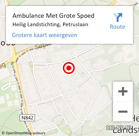 Locatie op kaart van de 112 melding: Ambulance Met Grote Spoed Naar Heilig Landstichting, Petruslaan op 6 april 2015 04:35