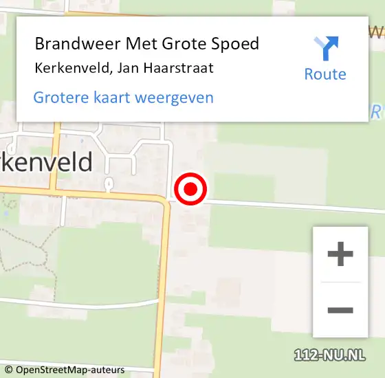 Locatie op kaart van de 112 melding: Brandweer Met Grote Spoed Naar Kerkenveld, Jan Haarstraat op 6 april 2015 07:05