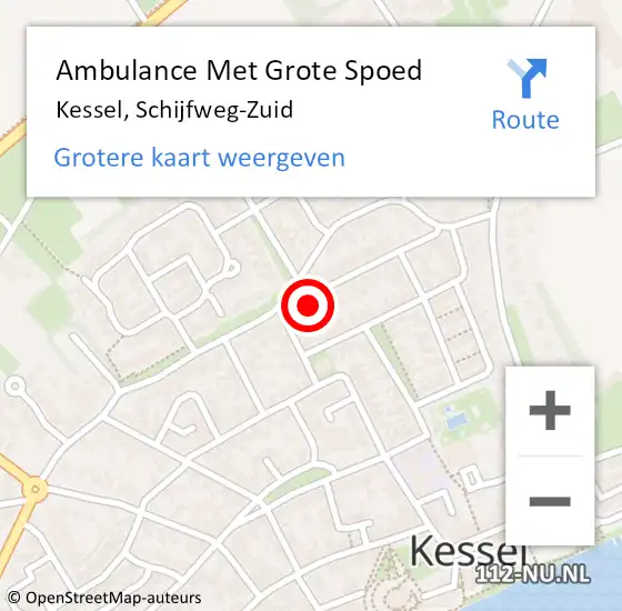 Locatie op kaart van de 112 melding: Ambulance Met Grote Spoed Naar Kessel, Schijfweg-Zuid op 6 april 2015 09:23