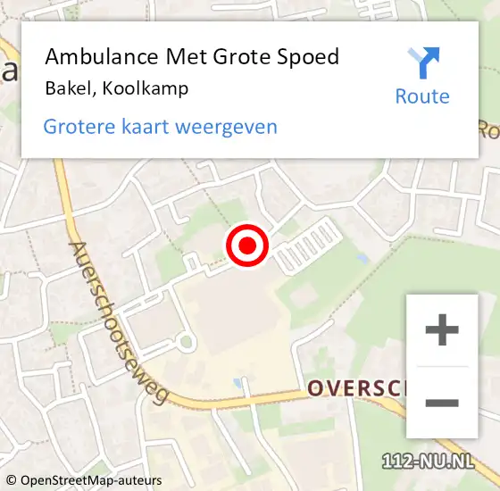 Locatie op kaart van de 112 melding: Ambulance Met Grote Spoed Naar Bakel, Koolkamp op 6 april 2015 10:26