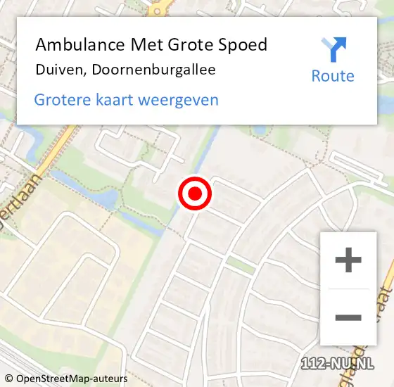 Locatie op kaart van de 112 melding: Ambulance Met Grote Spoed Naar Duiven, Doornenburgallee op 6 april 2015 10:36