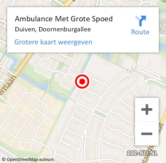 Locatie op kaart van de 112 melding: Ambulance Met Grote Spoed Naar Duiven, Doornenburgallee op 6 april 2015 10:40