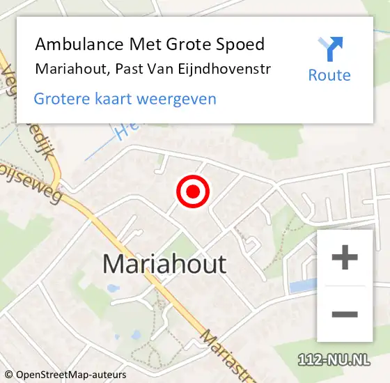 Locatie op kaart van de 112 melding: Ambulance Met Grote Spoed Naar Mariahout, Past Van Eijndhovenstr op 6 april 2015 10:58