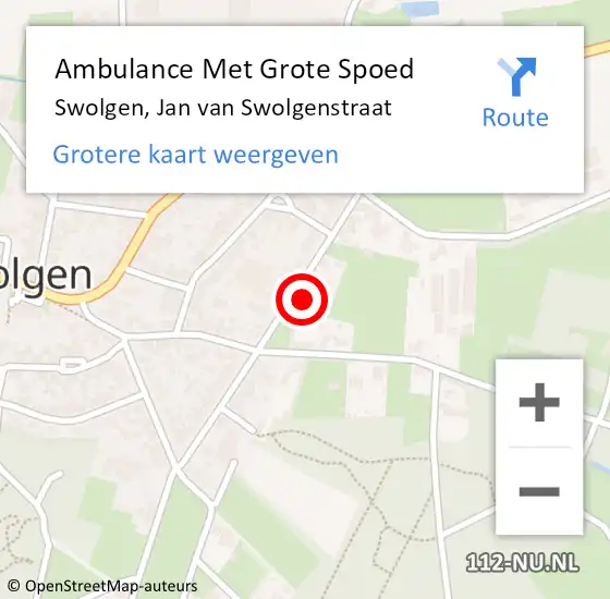 Locatie op kaart van de 112 melding: Ambulance Met Grote Spoed Naar Swolgen, Jan van Swolgenstraat op 6 april 2015 11:07